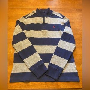 Polo Ralph Lauren Navy & Gray Striped Quarter-Zip Sweater